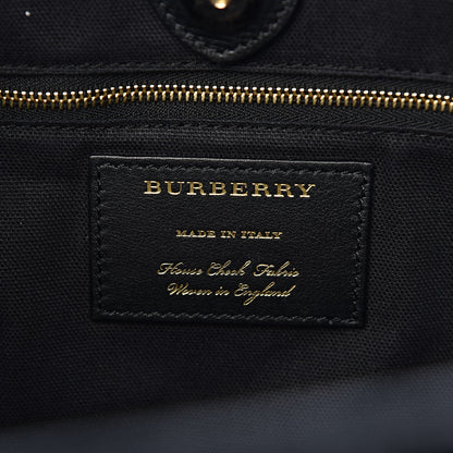 Burberry Grainy Calfskin House Check Large Banner Tote Black 6 of 18