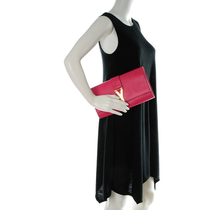 Saint Laurent Calfskin Classic Y Ligne Clutch Fuchsia 2 of 7