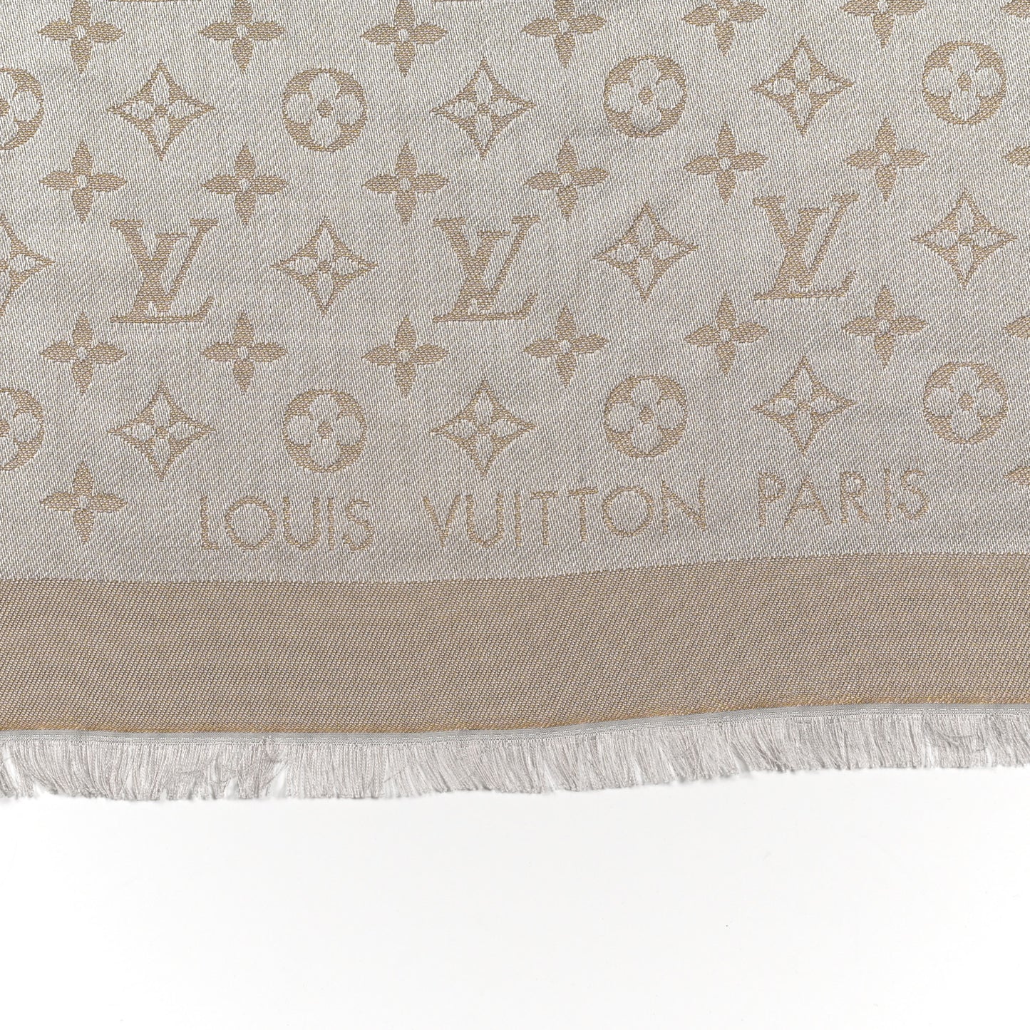 Silk Lurex Wool Monogram Shine Shawl Greige