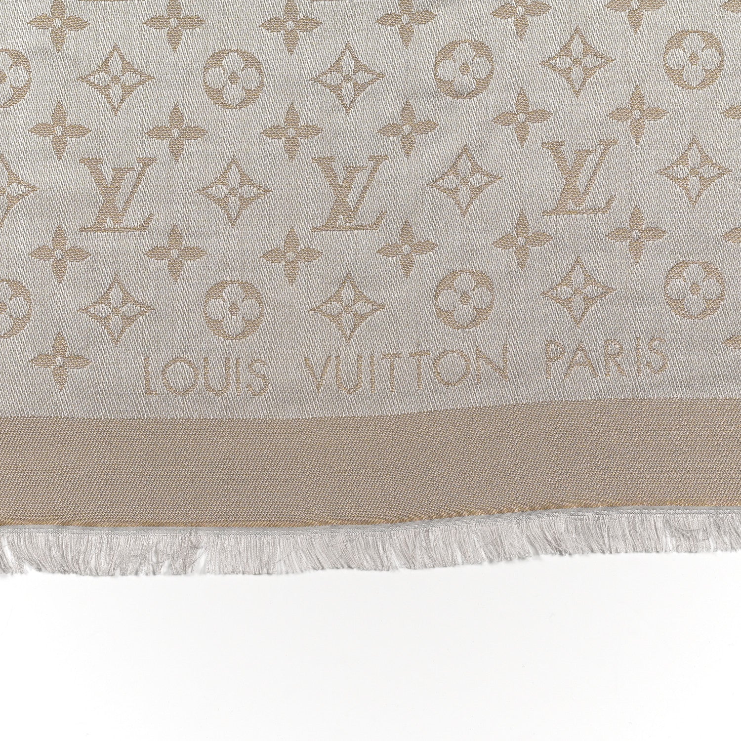 Louis Vuitton Silk Lurex Wool Monogram Shine Shawl Greige 2 of 3