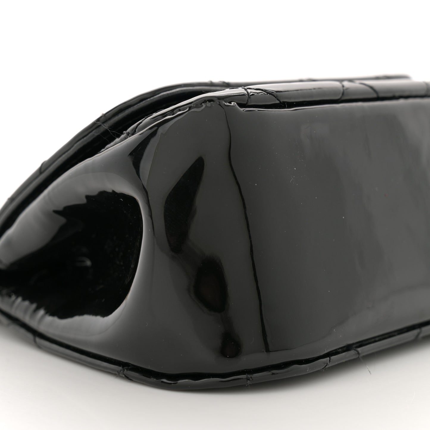 Patent Quilted Frame Clutch Flap With Chain Black