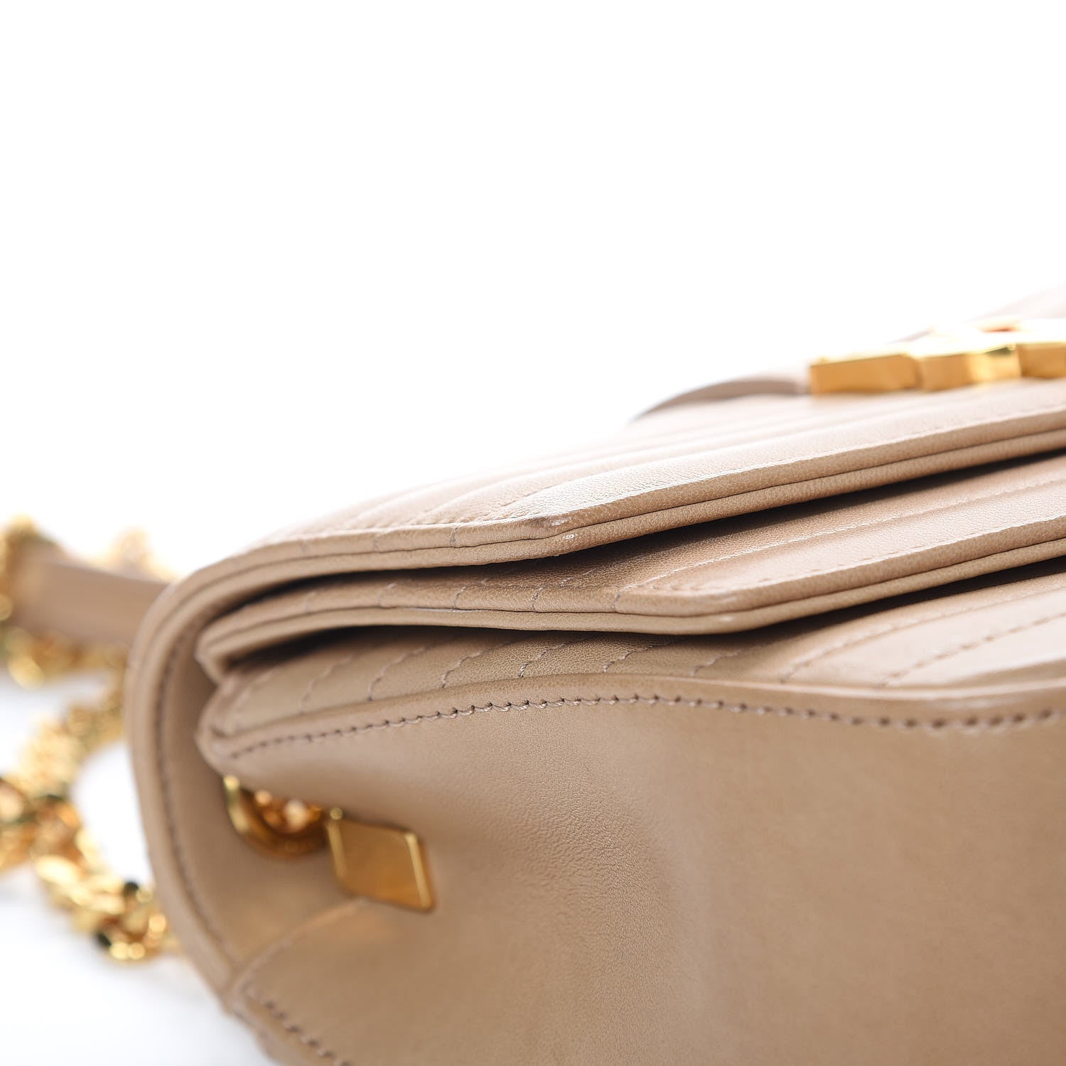 Saint Laurent Lambskin Matelasse Chevron Monogram Small Sulpice Bag Sable Beige 12 of 12