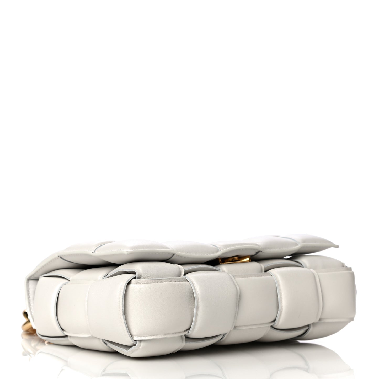 Lambskin Maxi Intreccio Padded Chain Cassette Crossbody Bag White