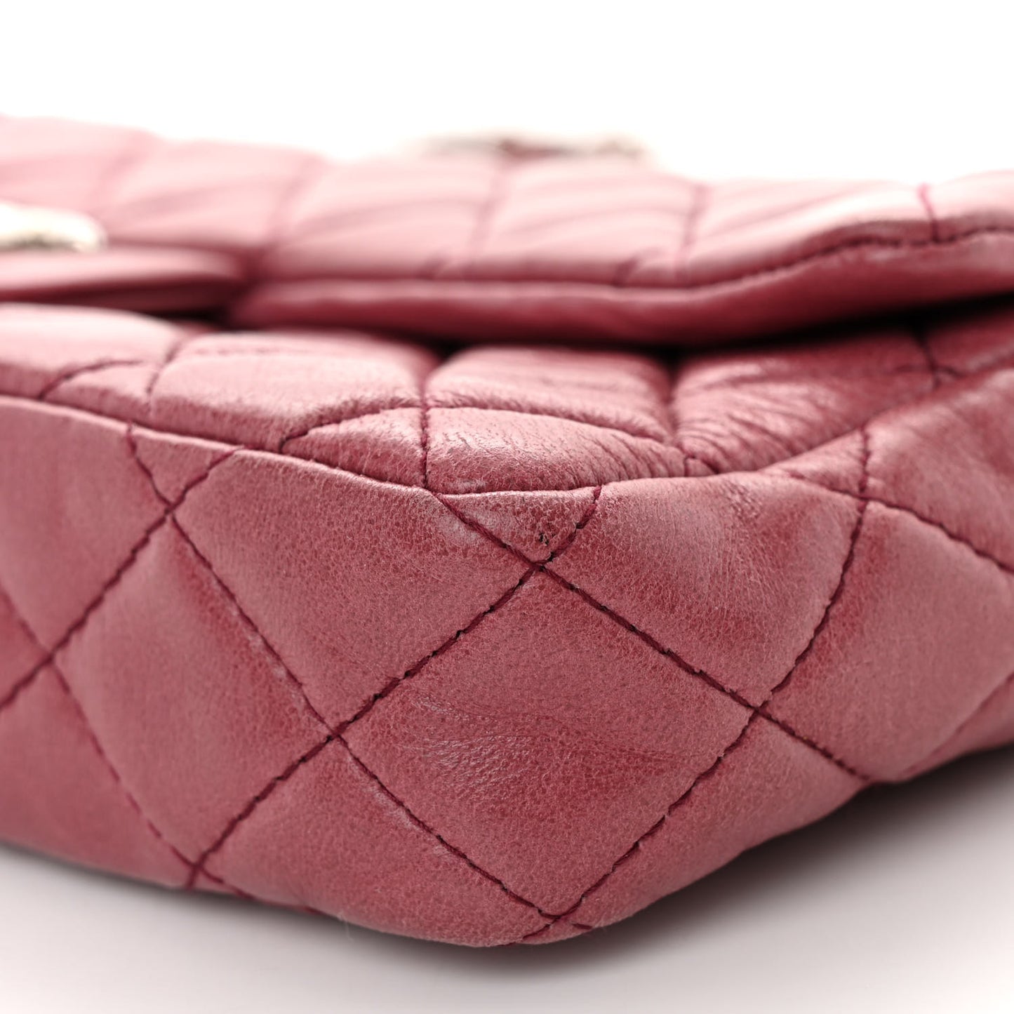 Lambskin Quilted East West Flap Dark Red