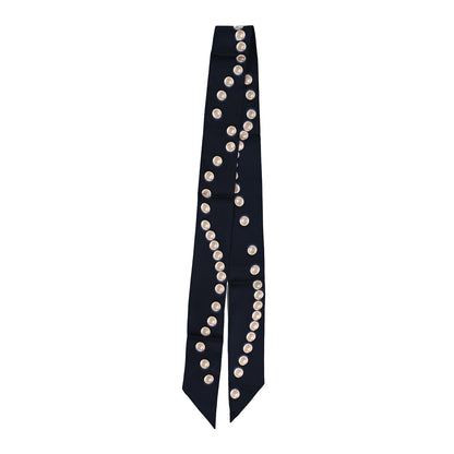 Chanel Silk Pearl CC Slim Bandeau Scarf Dark Navy 2 of 4