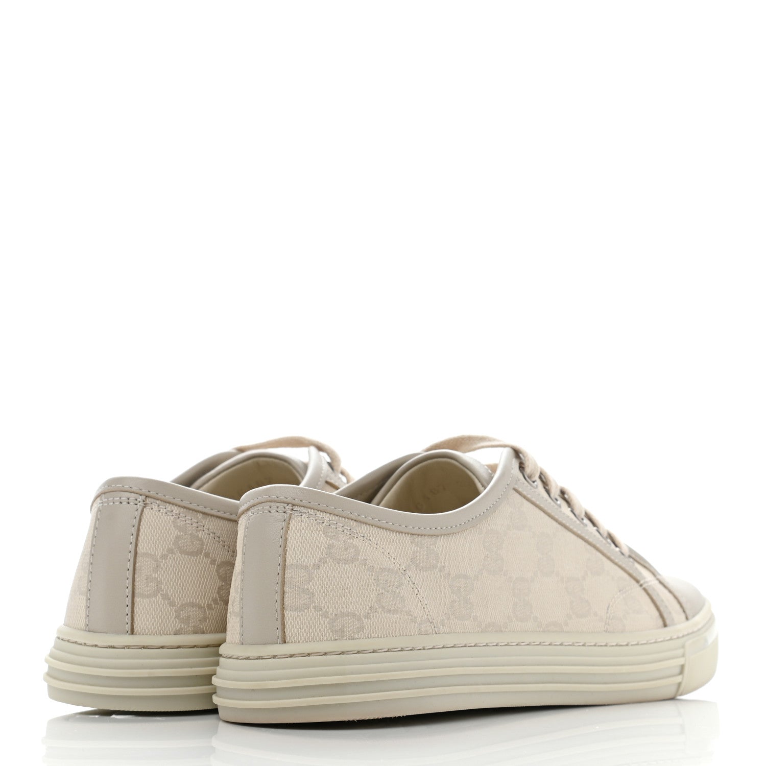 Gucci Washed Cotton GG Monogram Calfskin Womens Low Top Sneakers 37 White Mystic White Great White 4 of 8