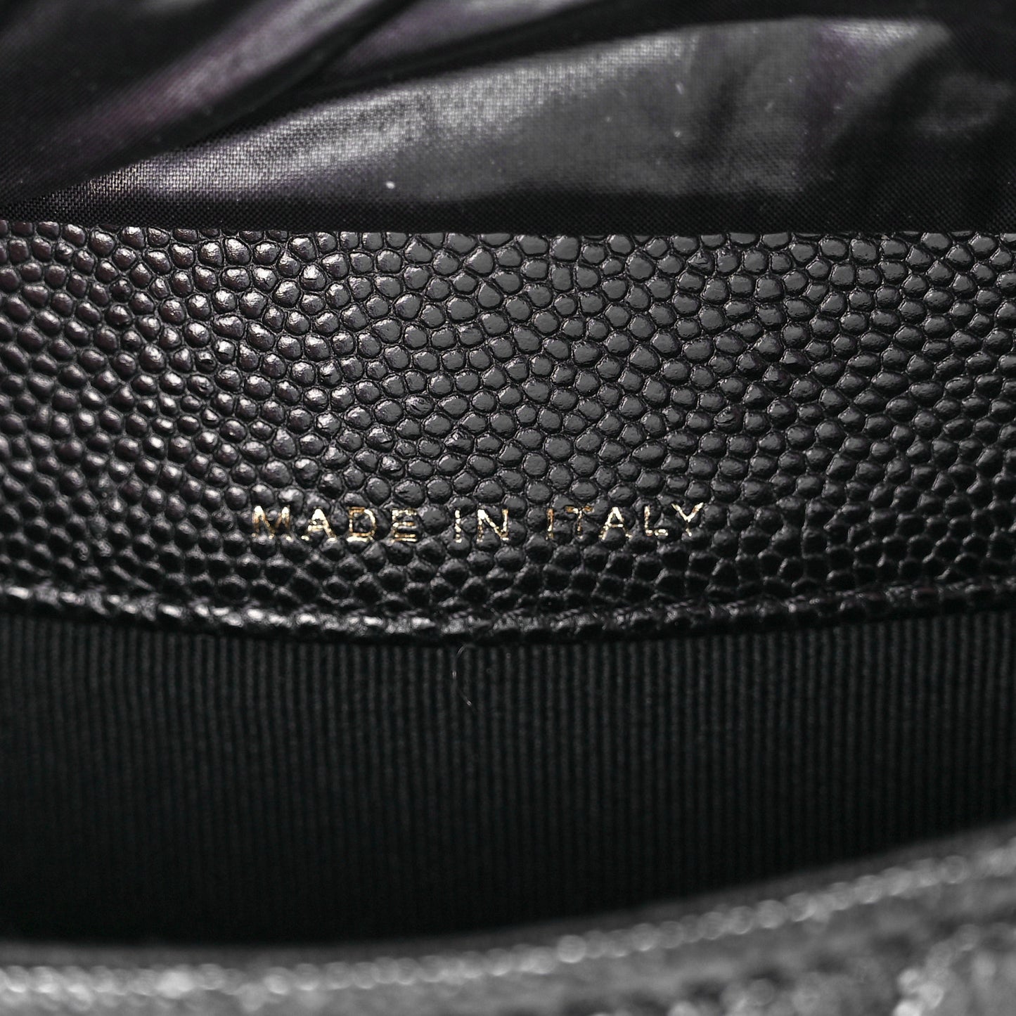 Caviar Fabric Quilted Foldable Tote With Chain Black Multicolor