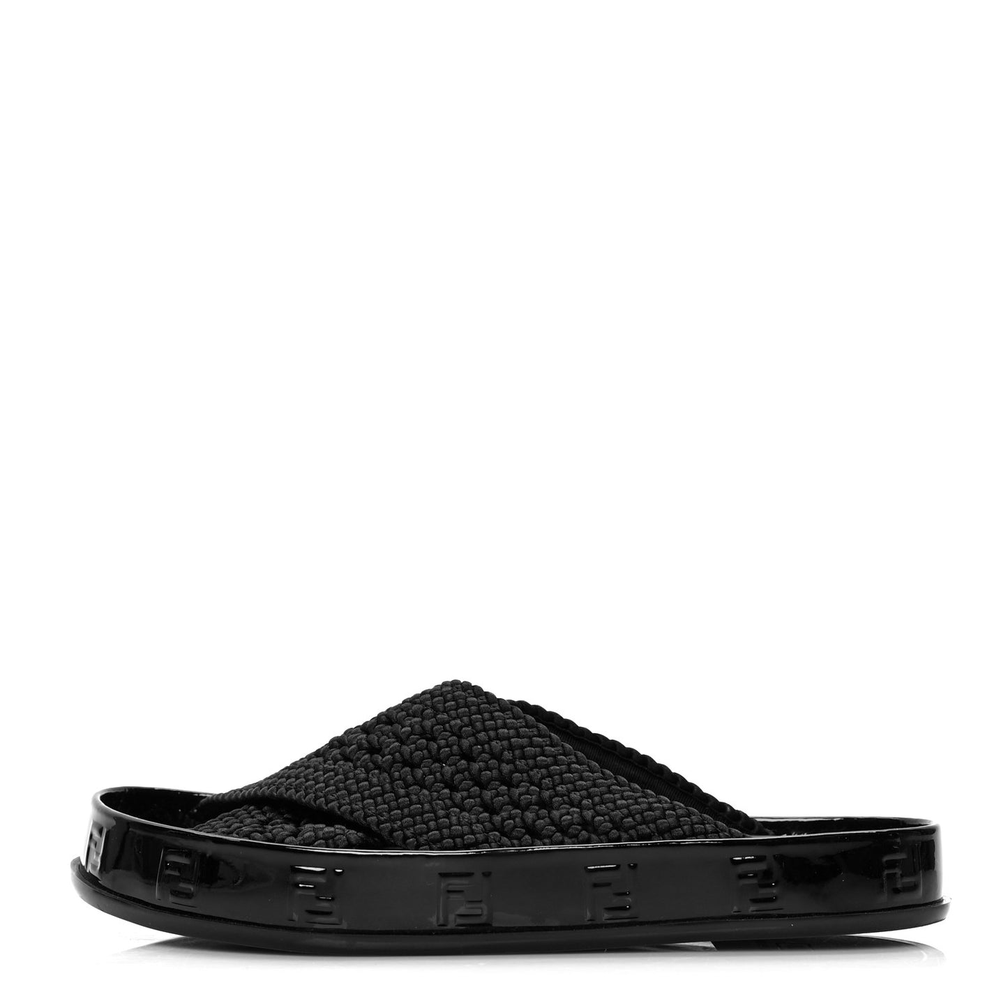 Raffia Rubber FF Woven Reflections Crisscross Slide Sandals 37 Black