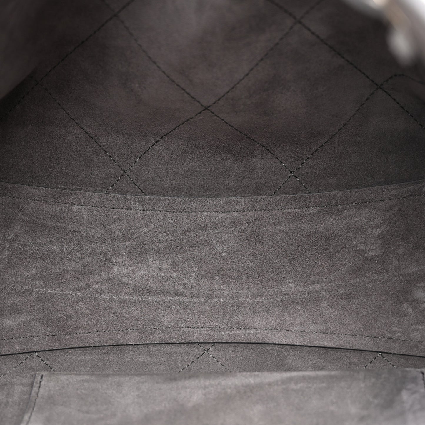 Grained Nubuck Caviar Quilted Large Shopping Bag Grey