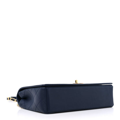 Chanel Sheepskin Quilted Vintage Mademoiselle Flap Dark Navy 4 of 9
