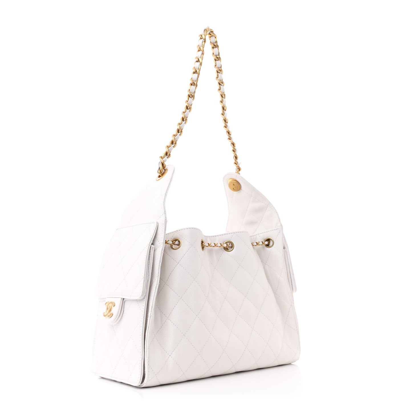 Caviar Quilted Small Chanel 25 Handbag White