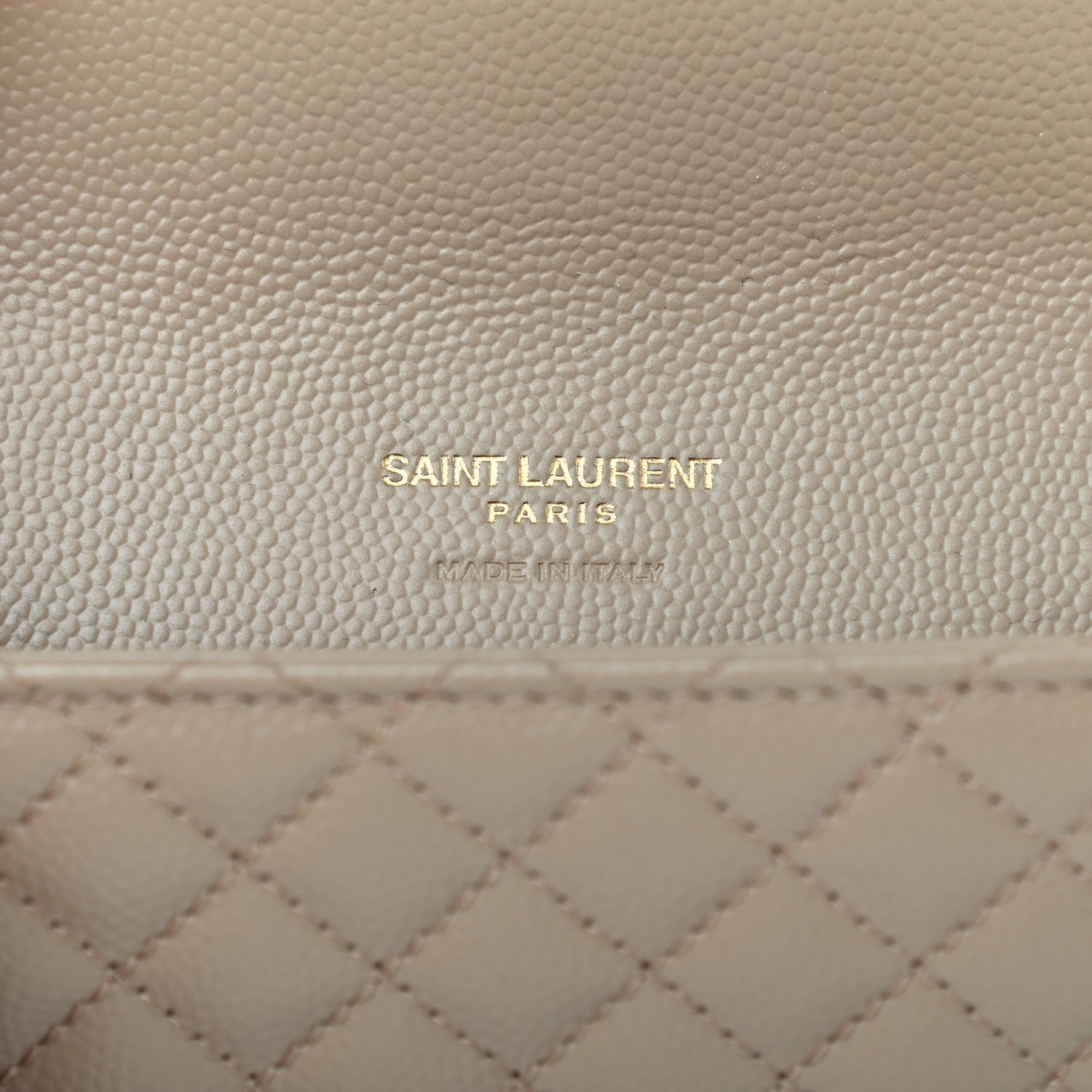 Saint Laurent Grain De Poudre Textured Mixed Matelasse Triquilt Small Monogram Envelope Wallet Dark Beige 6 of 7