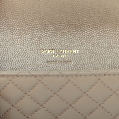 Saint Laurent Grain De Poudre Textured Mixed Matelasse Triquilt Small Monogram Envelope Wallet Dark Beige 6 of 7