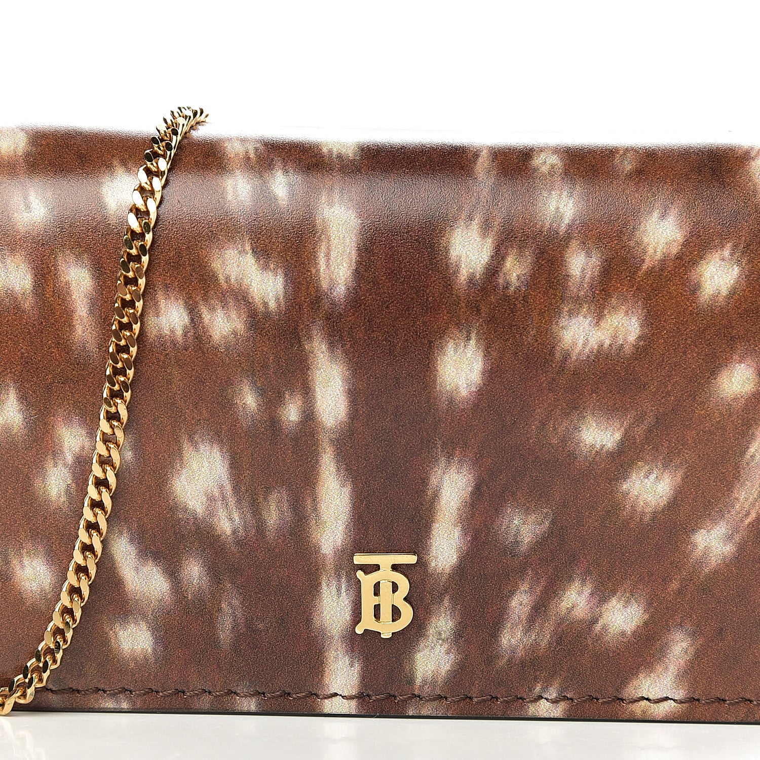 Burberry Calfskin Deer Printed Jessie Chain Card Case Malt Brown 10 of 10