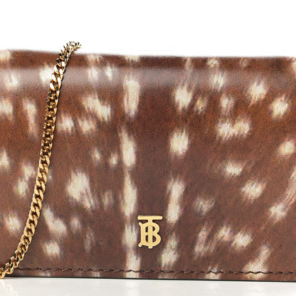 Burberry Calfskin Deer Printed Jessie Chain Card Case Malt Brown 10 of 10
