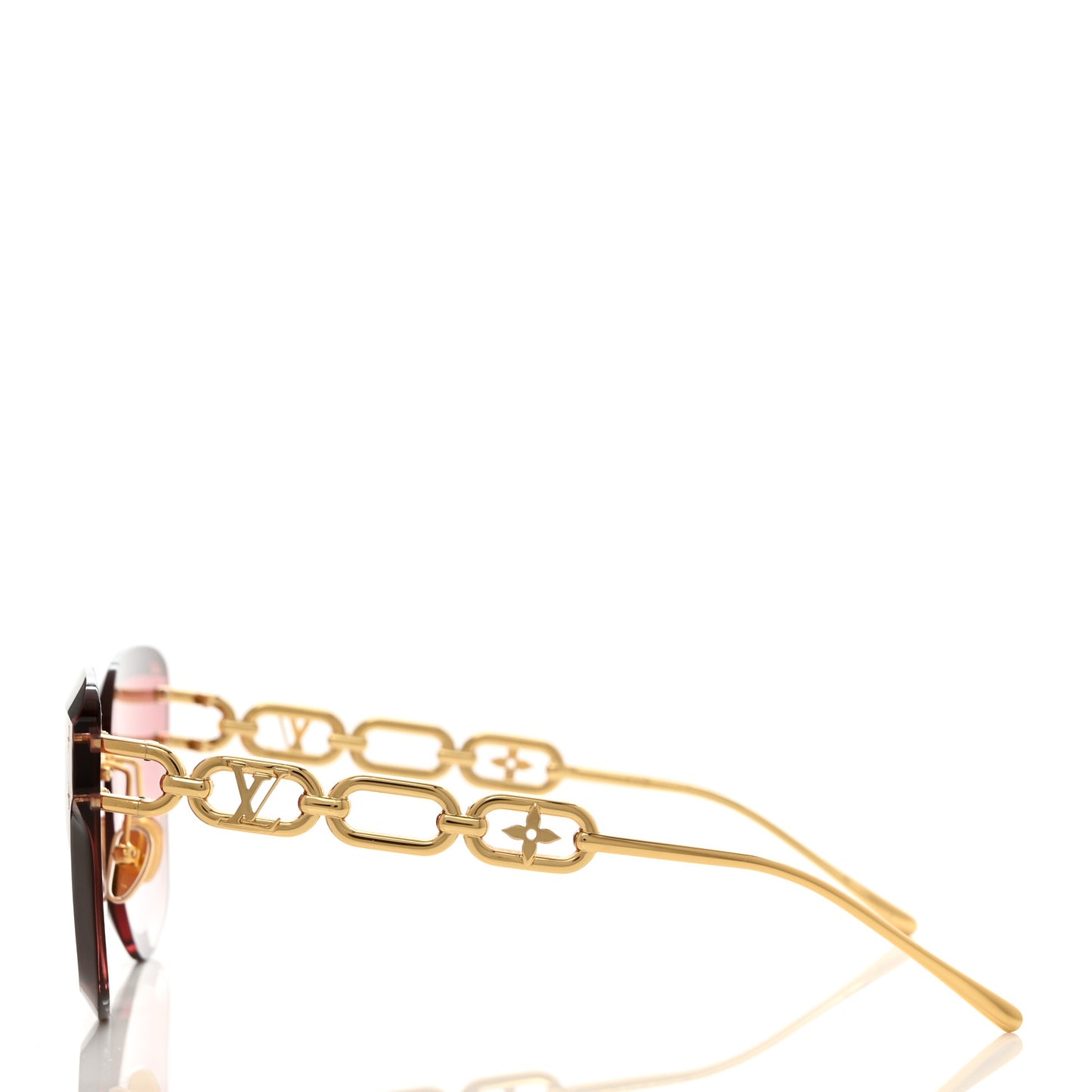 Metal Rimless LV Jewel Cat Eye Sunglasses Z1626U Pink Gold