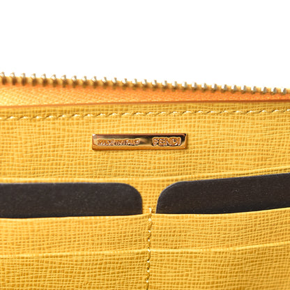 Fendi Vitello Elite Zip Around Wallet Yellow 6 of 9