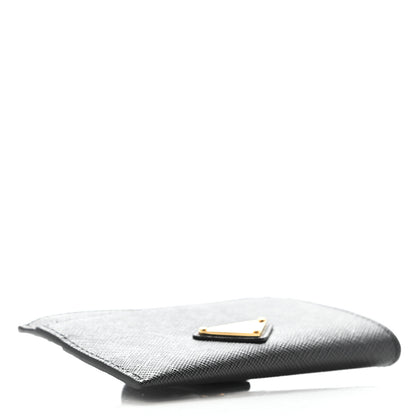 Prada Saffiano Triangle Zip Card Holder Black 4 of 6