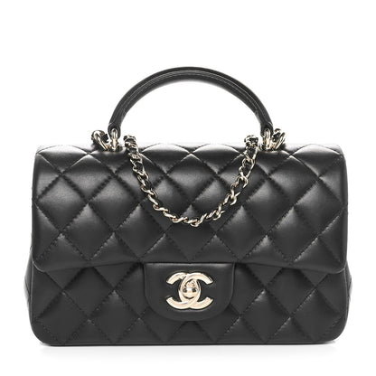 Chanel Lambskin Quilted Mini Top Handle Rectangular Flap Black 1 of 11