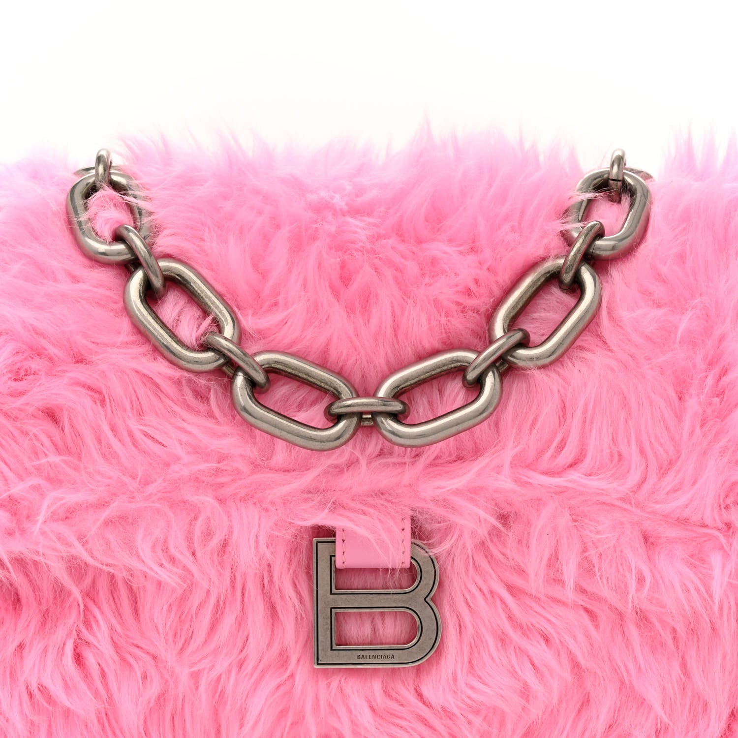 Balenciaga Faux Fur Small Downtown Shoulder Bag Pink 9 of 12