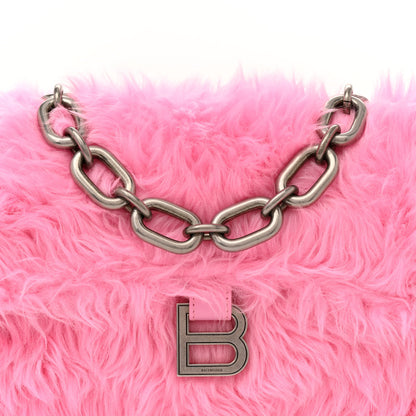 Balenciaga Faux Fur Small Downtown Shoulder Bag Pink 9 of 12