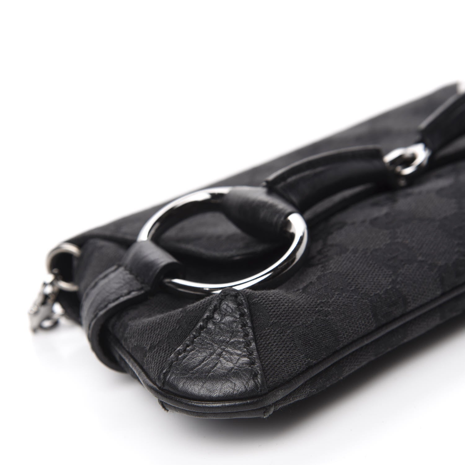 Gucci Monogram Horsebit Chain Clutch Black 6 of 10