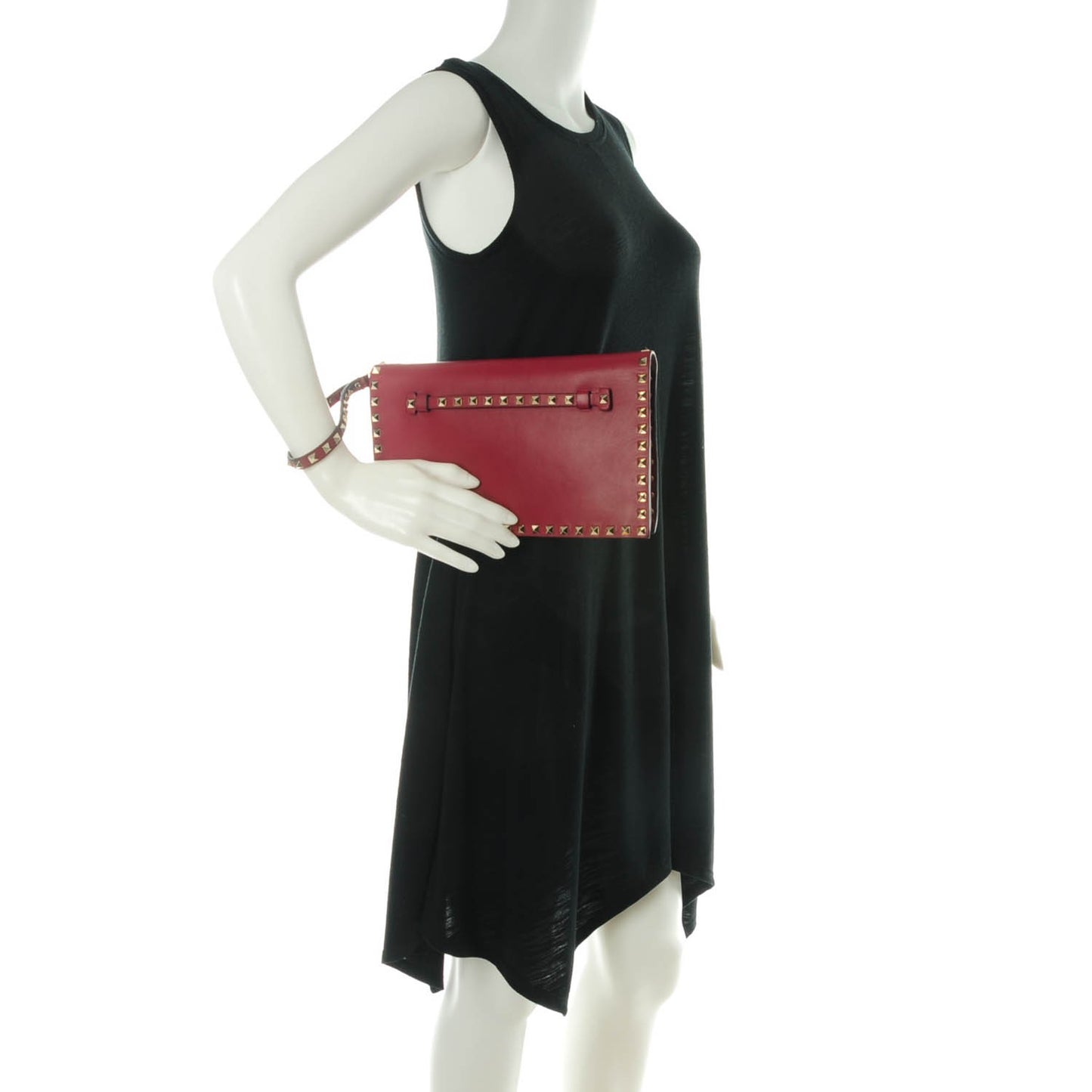 Nappa Rockstud Wristlet Clutch Rubin