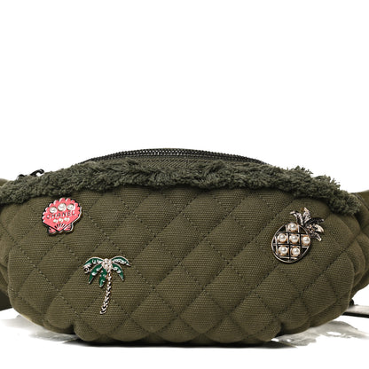 Chanel Canvas Lambskin Quilted Coco Cuba Charms Waist Bag Khaki 8 of 13