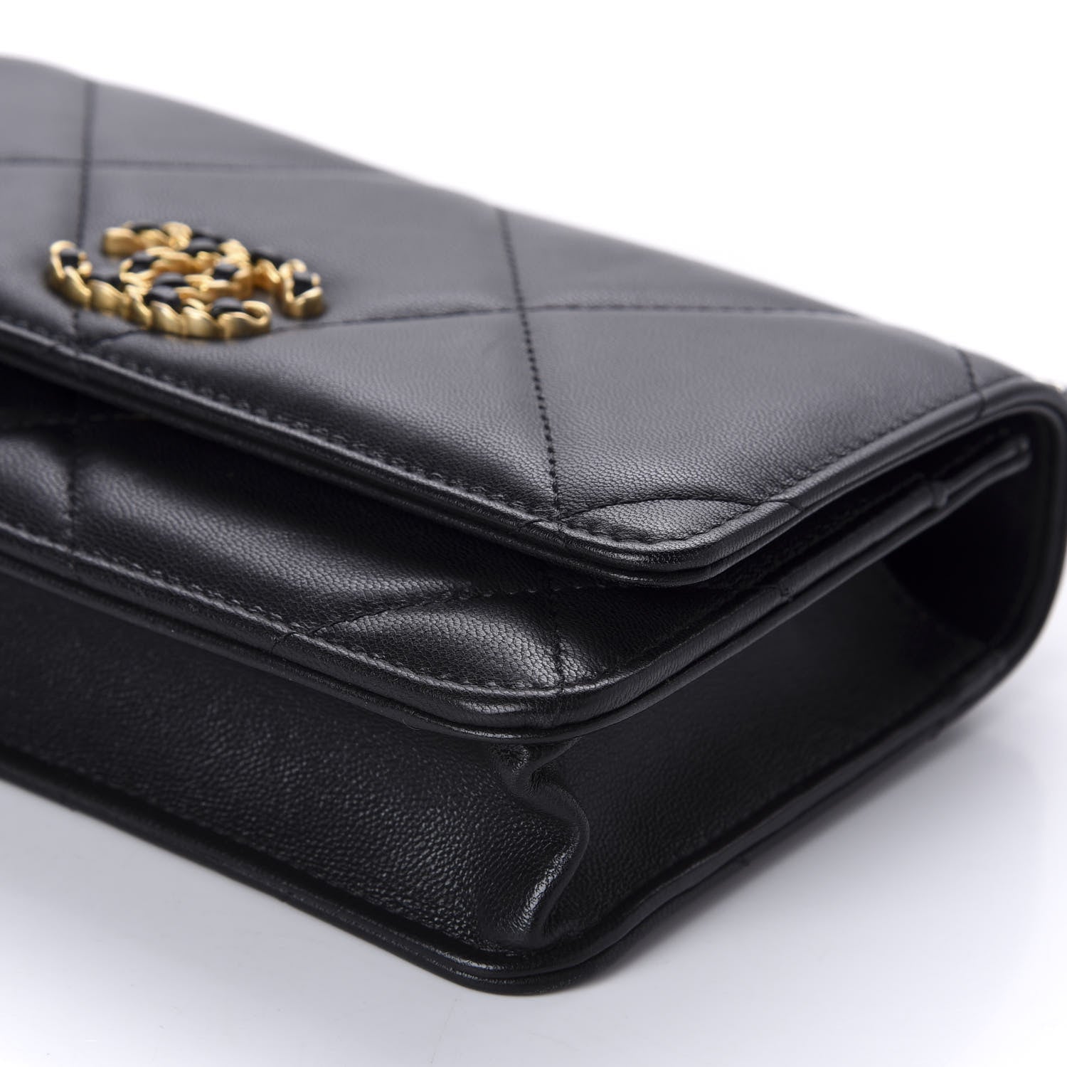 Chanel Goatskin Quilted 19 Wallet On Chain WOC Black 7 of 11