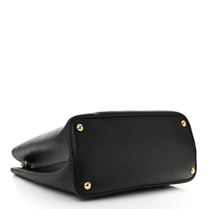 Prada Saffiano Cuir Medium Double Bag Black Fuoco 4 of 11