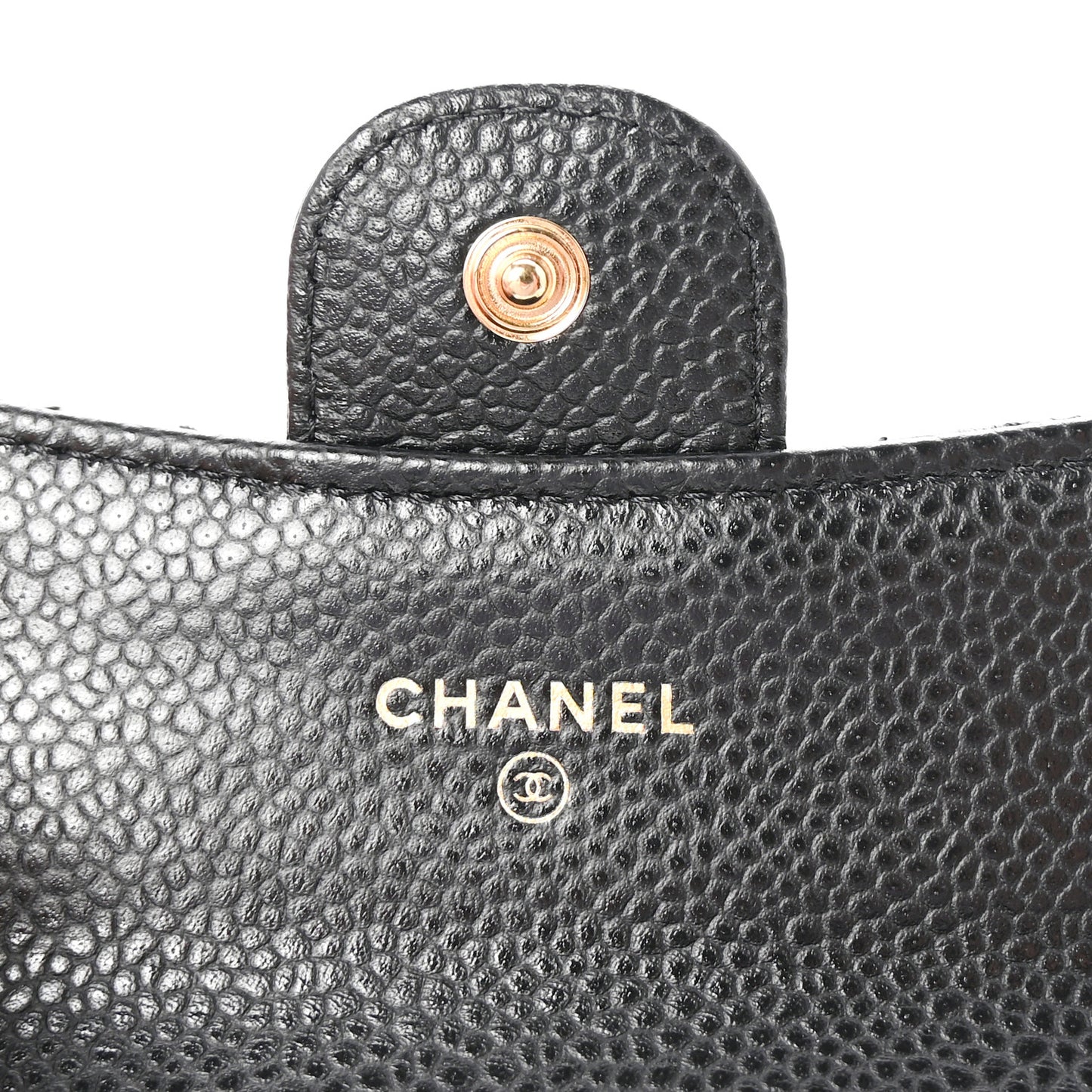 Caviar Quilted Flap Card Holder Wallet Black