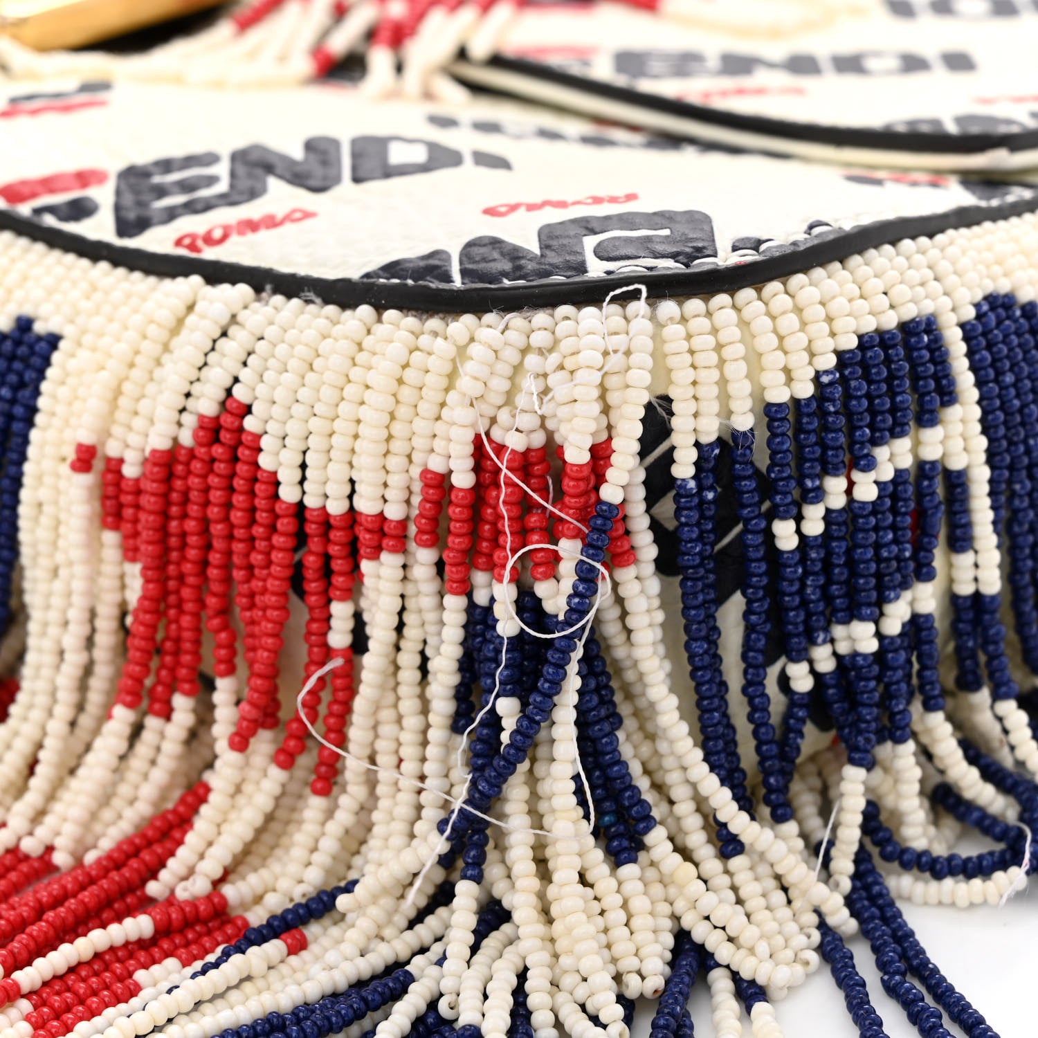 Fendi X FILA Calfskin Mania Fringe Baguette White 10 of 10