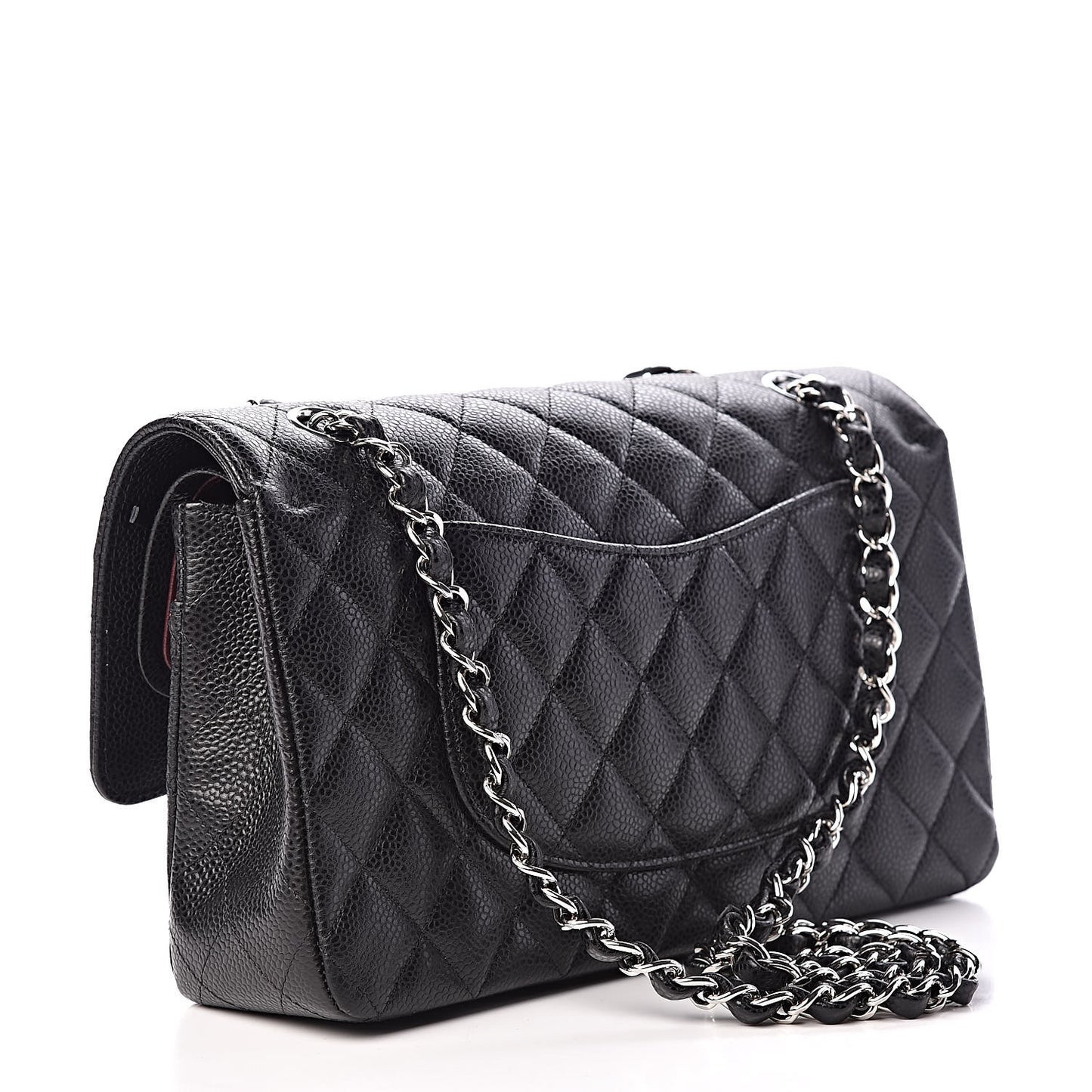 Caviar Quilted Medium Double Flap Black
