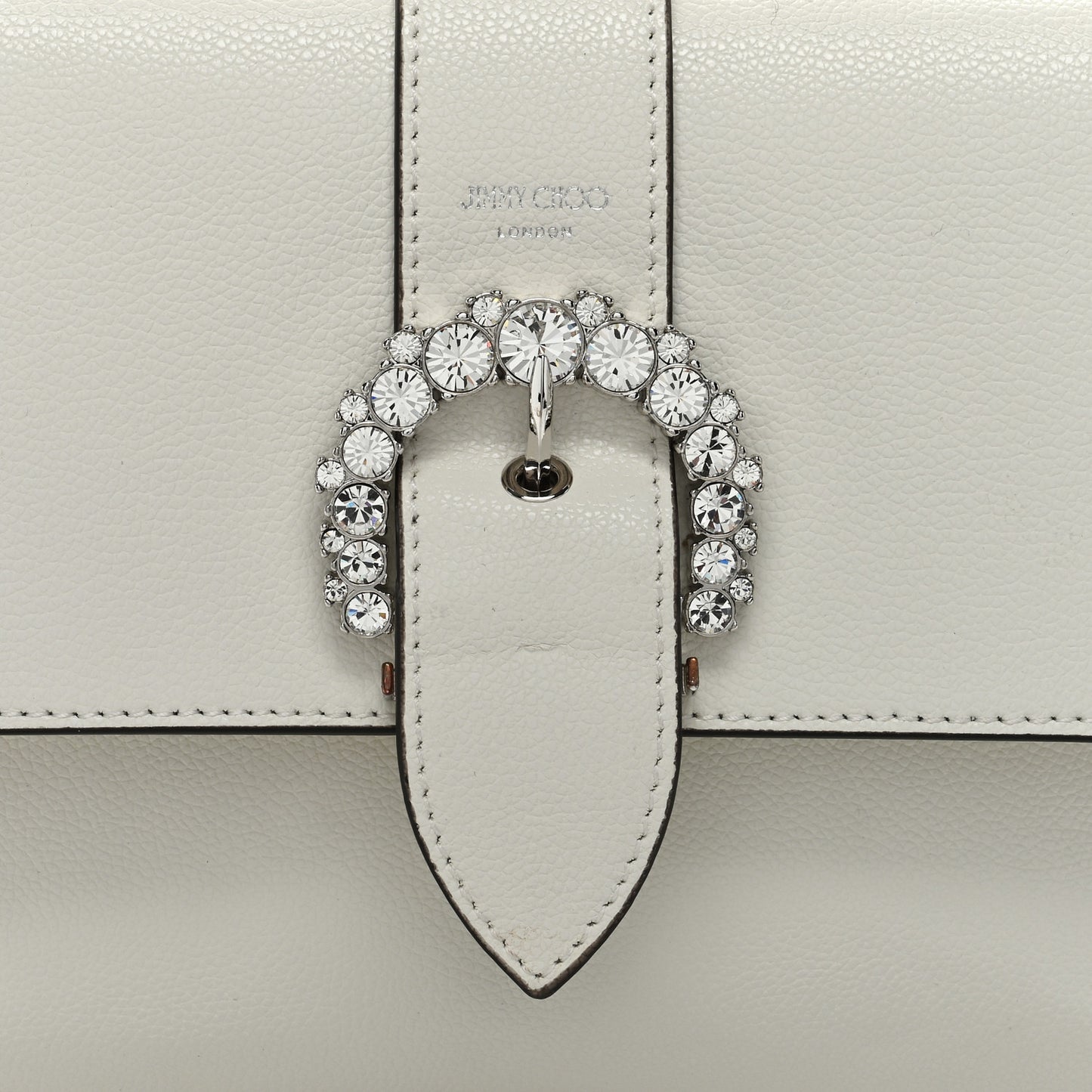 Calfskin Crystal Cheri Top Handle Bag Milk