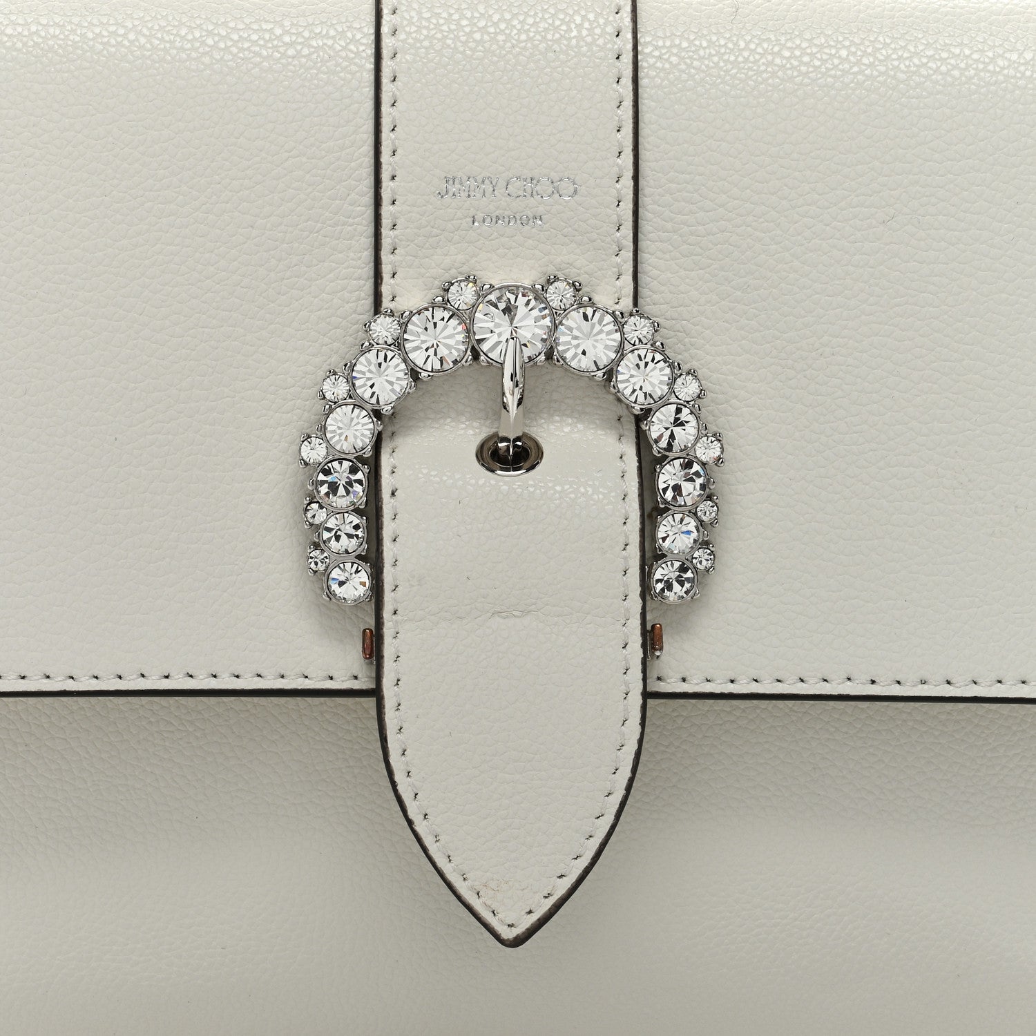 Jimmy Choo Calfskin Crystal Cheri Top Handle Bag Milk 7 of 12
