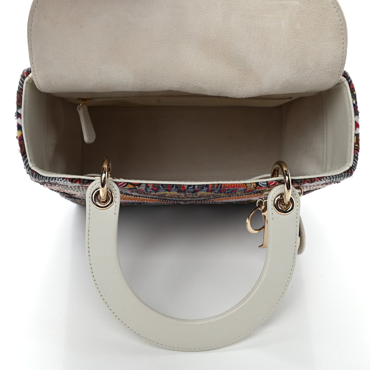 Calfskin Embroidered Butterfly Medium Lady Dior Multicolor