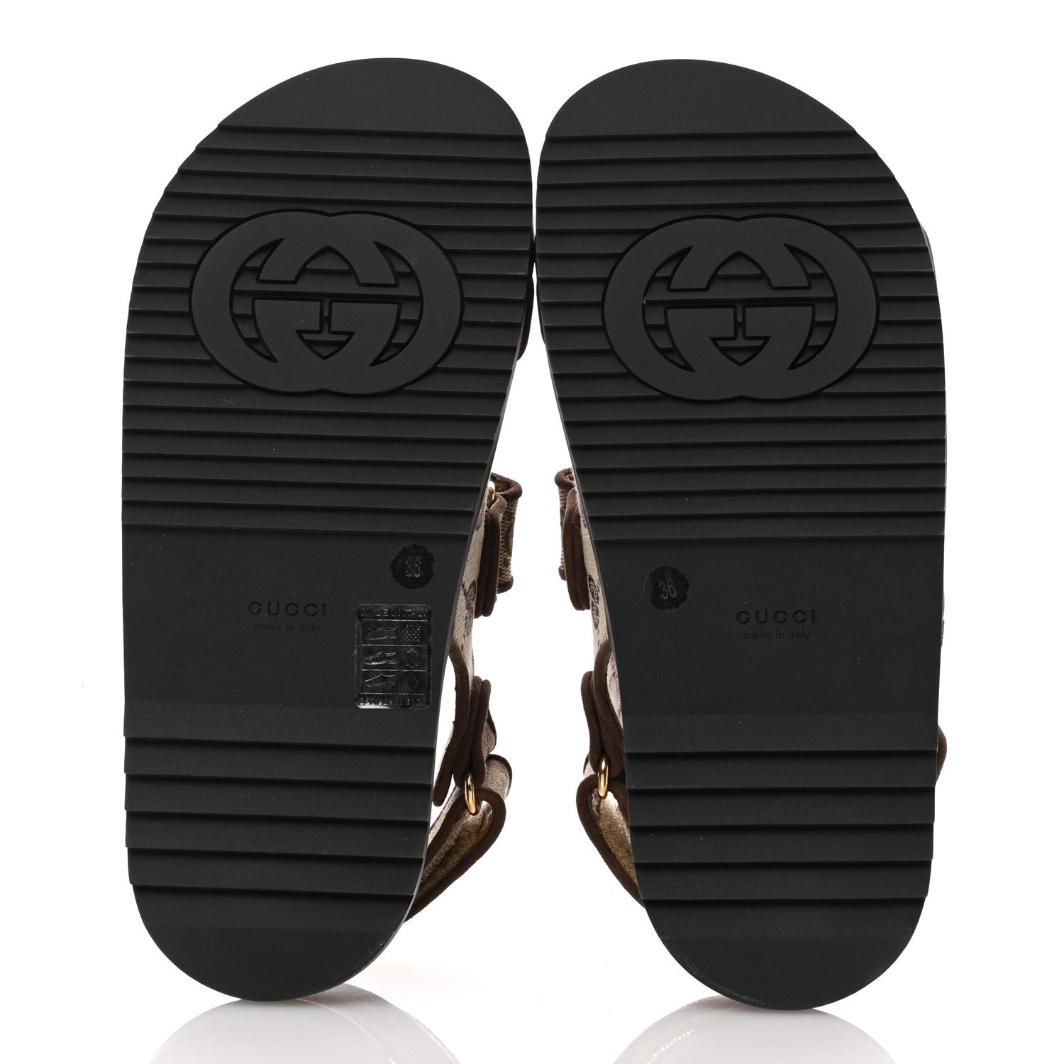 Gucci GG Monogram Lavaredo Eco Fabric Womens Slide Sandals With Straps 36 Beige Ebony Light Brown 6 of 10