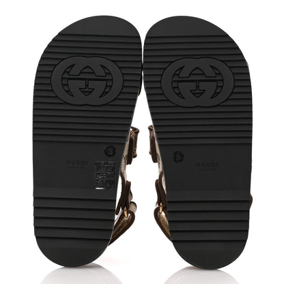 Gucci GG Monogram Lavaredo Eco Fabric Womens Slide Sandals With Straps 36 Beige Ebony Light Brown 6 of 10