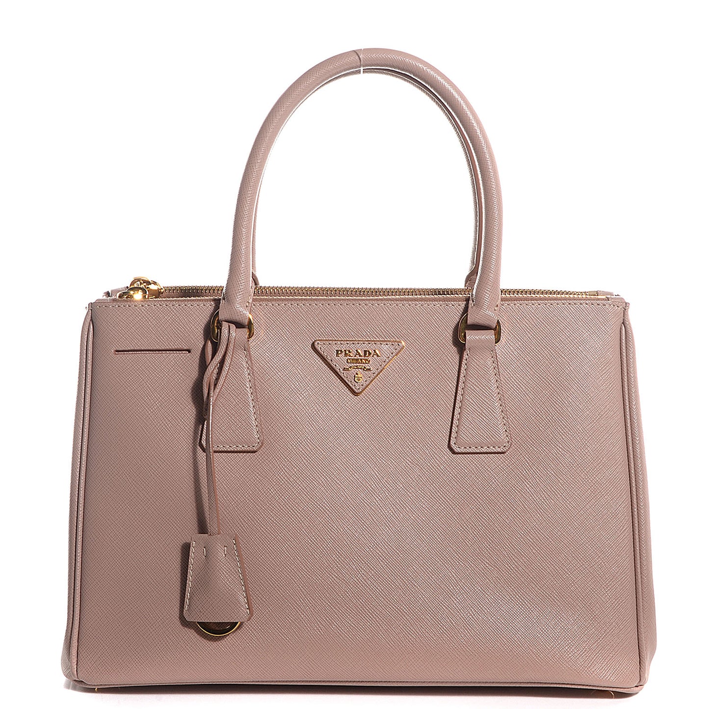 Saffiano Lux Small Double Zip Tote Cammeo