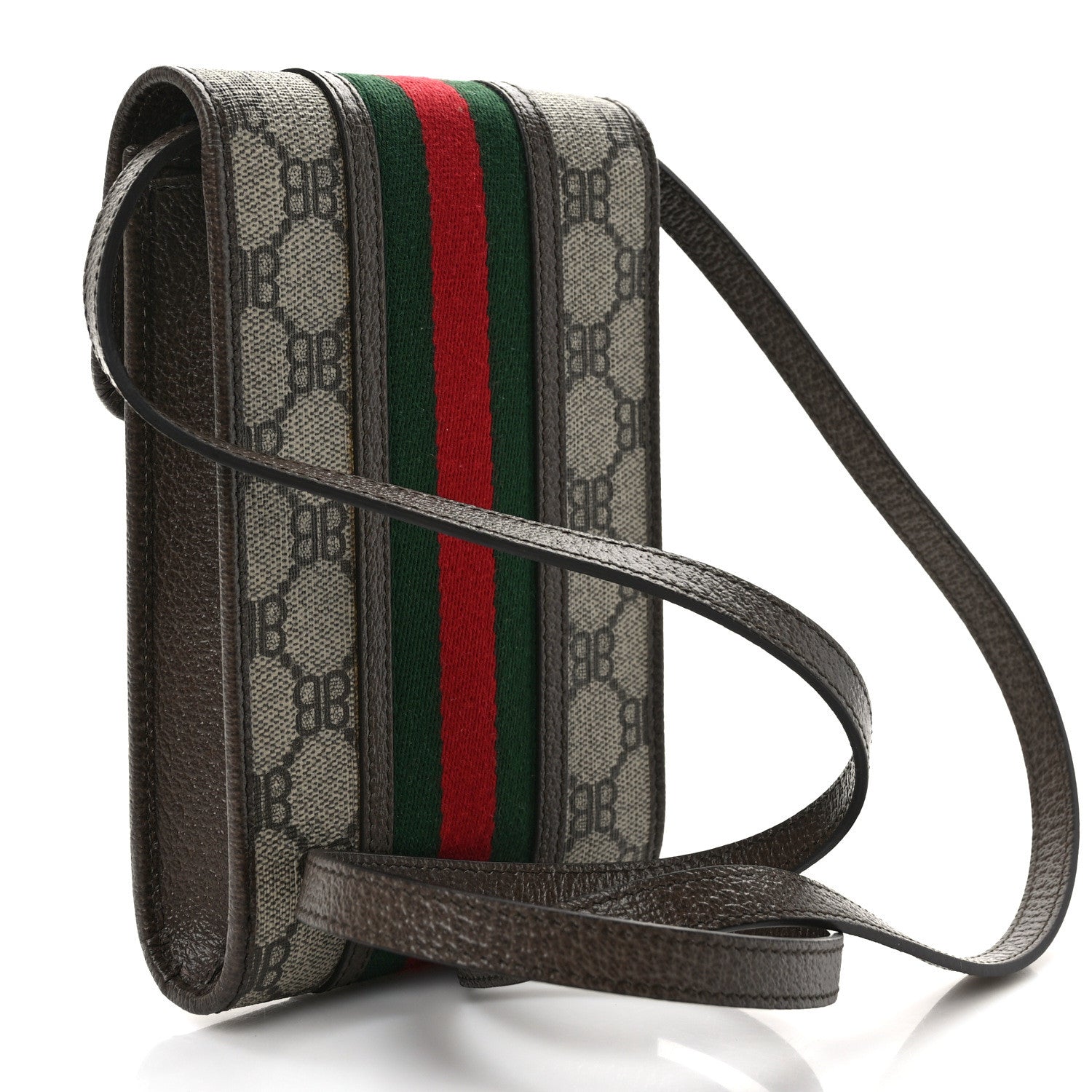 Gucci X BALENCIAGA BB Supreme Monogram Web Mini Ophidia Phone Bag Beige New Acero 3 of 8
