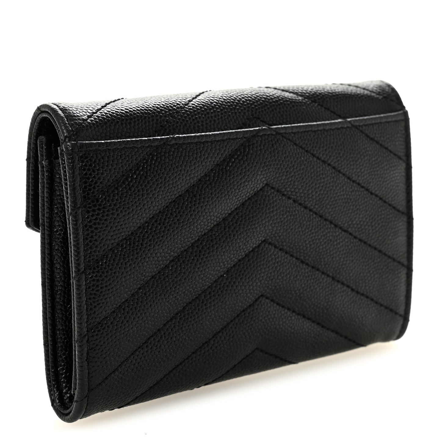 Grain De Poudre Matelasse Chevron Small Monogram Envelope Wallet Black
