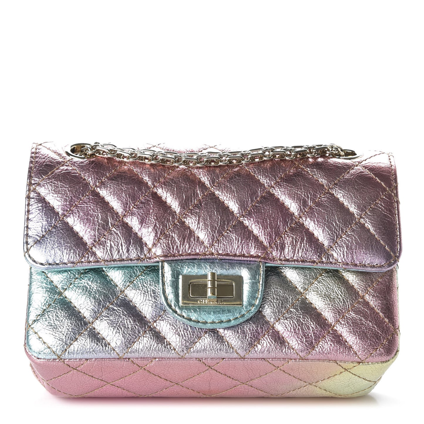 Metallic Goatskin Quilted Mini 2.55 Reissue Flap Multicolor