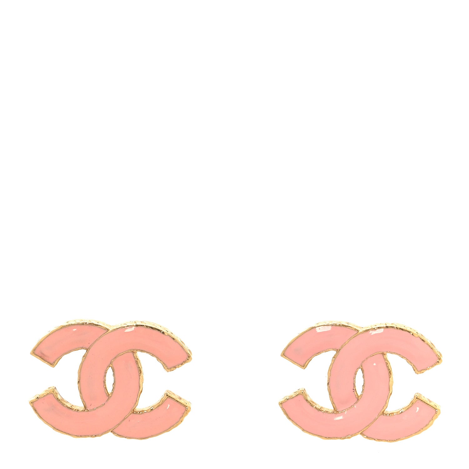 Chanel Metal Enamel CC Earrings Pink Gold 1 of 5