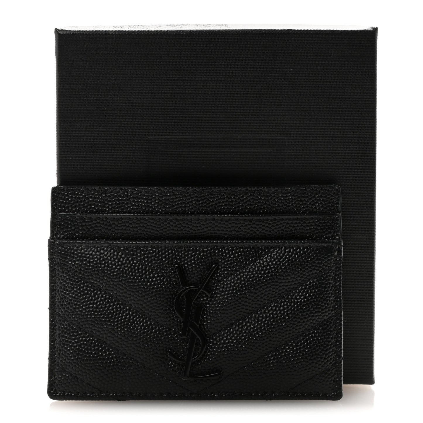 Grain De Poudre Matelasse Chevron Monochrome Credit Card Case Black
