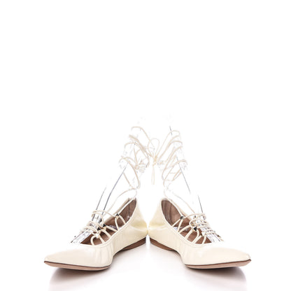 Valentino Garavani Nappa Rockstud Gladiator Lace Up Ballerina Flats 37 Ivory 6 of 11