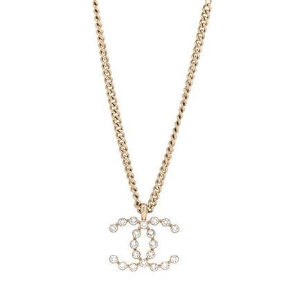Chanel Metal Crystal CC Pendant Necklace Gold 1 of 5