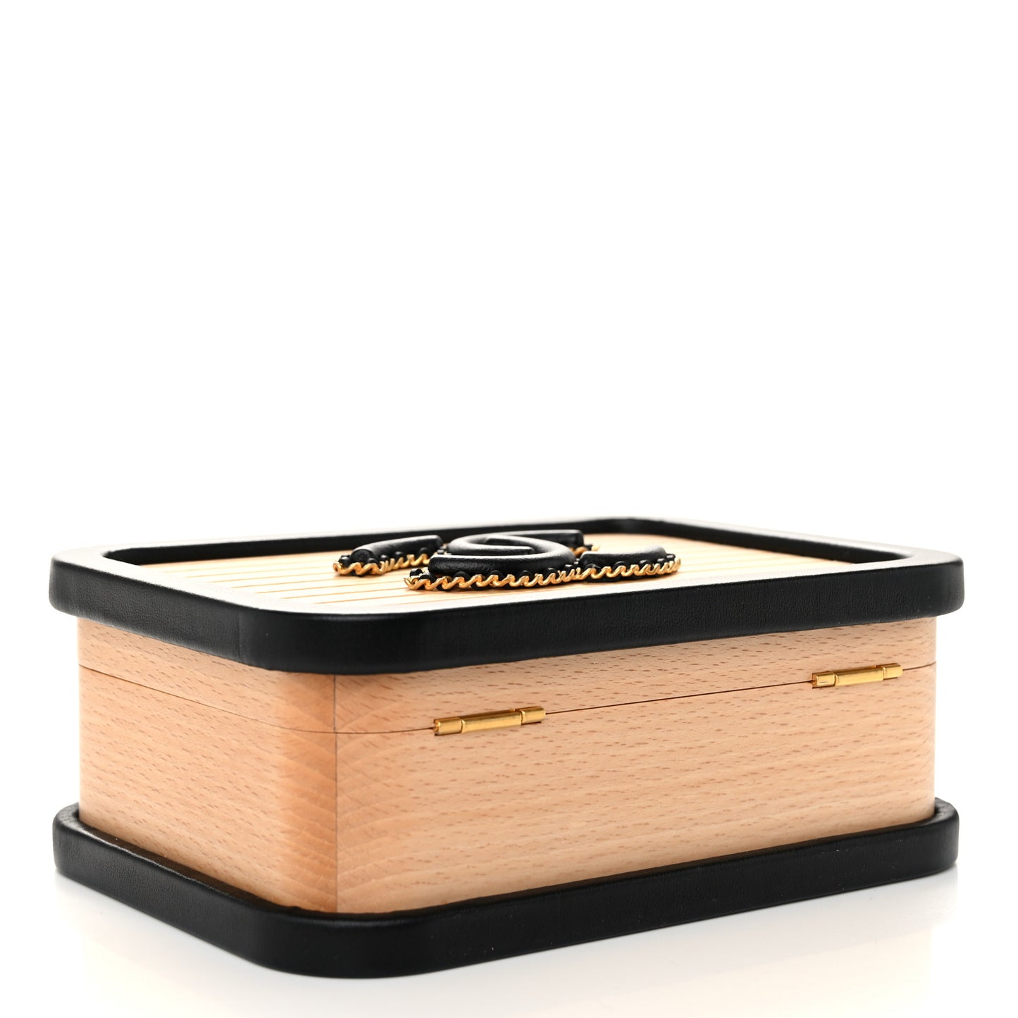 Beech Wood Lambskin Small CC Vanity Case Black