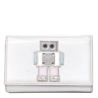 MCM Calfskin Roboter Tri-Fold Wallet White 1 of 9
