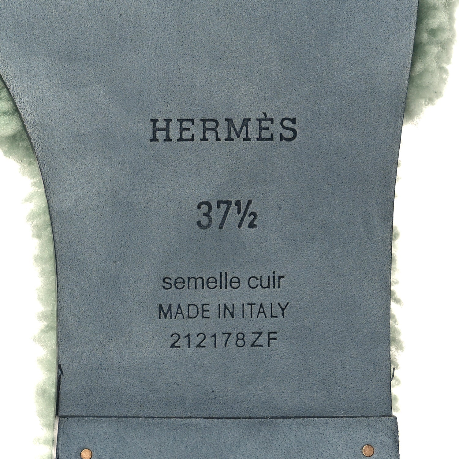 Hermes Woolskin Oran Sandals 37.5 Vert D’Eau 6 of 8