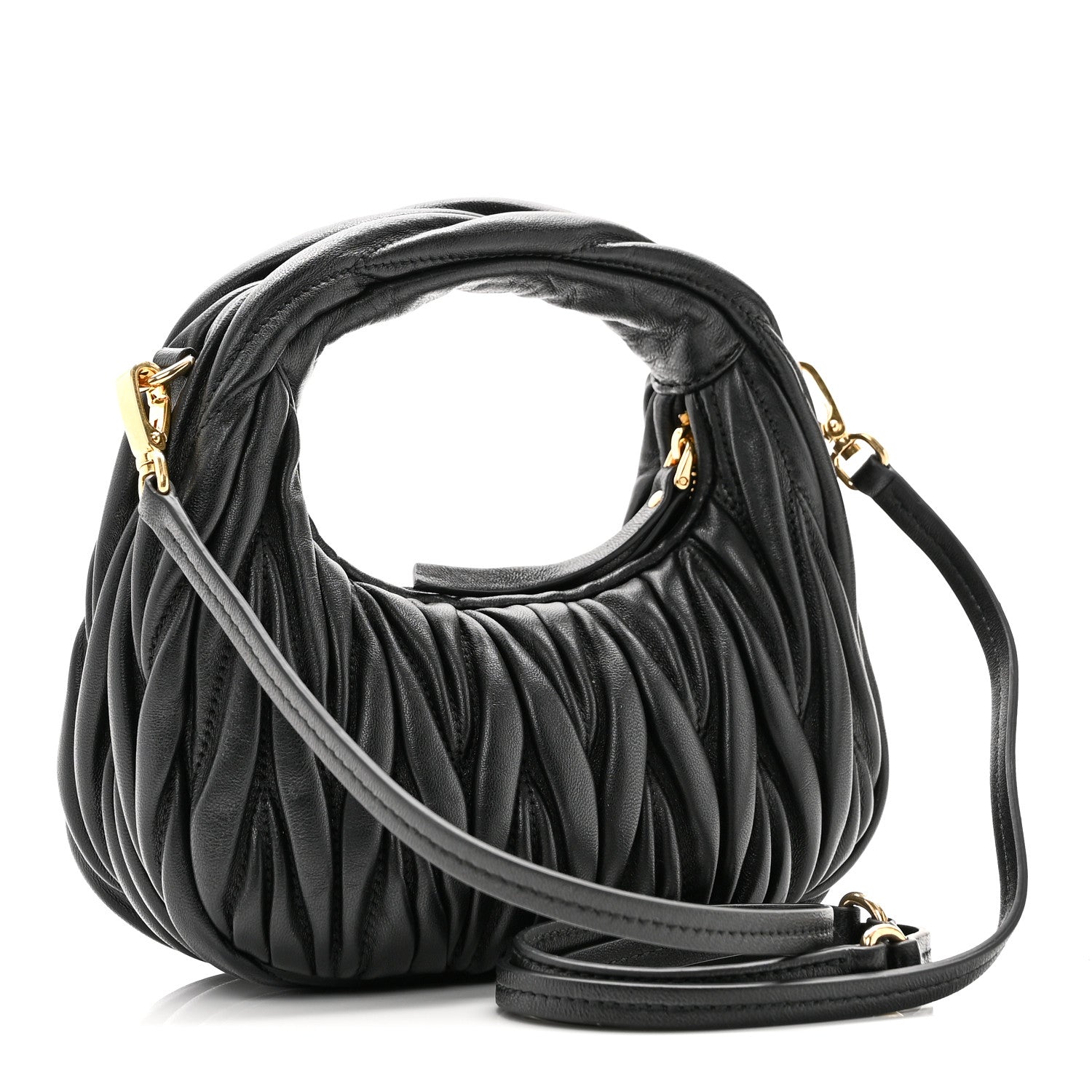 Miu Miu Nappa Matelasse Mini Wander Hobo Black 3 of 8